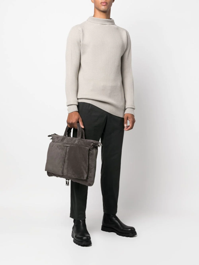 Officine Creative Helmut Suede Briefcase In Grau