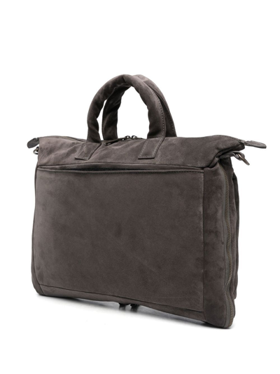 Officine Creative Helmut Suede Briefcase In Grau