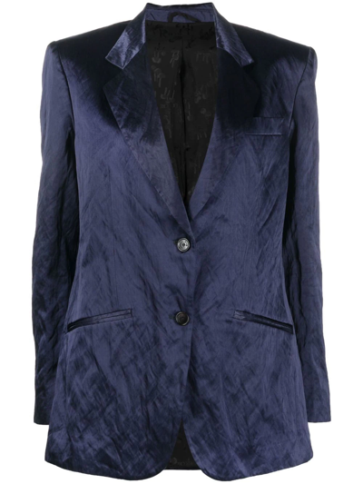 Shop Del Core Velvet Wrinkled-effect Blazer In Blau