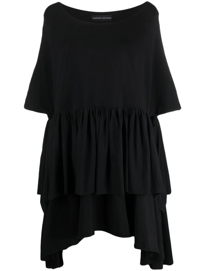 Shop Barbara Bologna Tiered Asymmetric Hem Dress In Black