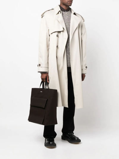 Jil Sander Logo-print Canvas Tote Bag In Braun