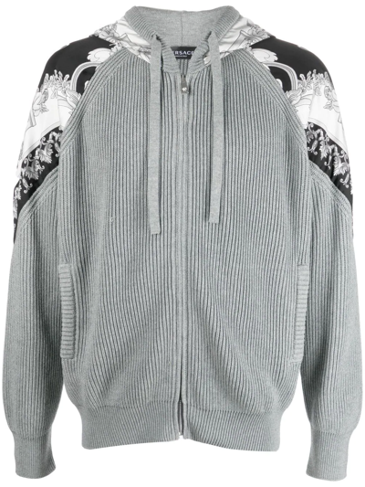 Shop Versace Filigree-print Hoodie In Grey