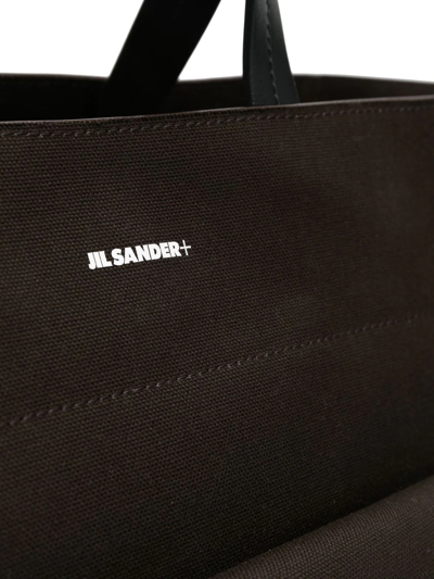 Jil Sander Logo-print Canvas Tote Bag In Braun