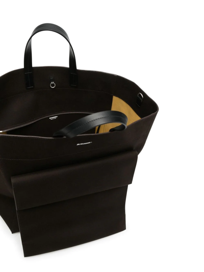 Jil Sander Logo-print Canvas Tote Bag In Braun