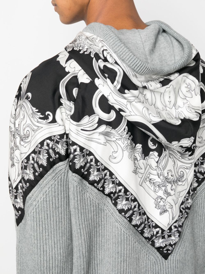 Shop Versace Filigree-print Hoodie In Grey