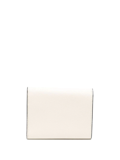 Shop Valextra Leather Foldover Wallet In Nude