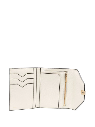 Shop Valextra Leather Foldover Wallet In Nude