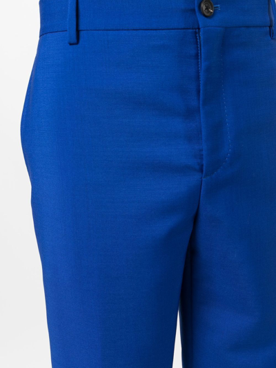 Shop Versace Straight-leg High-waisted Trousers In Blau