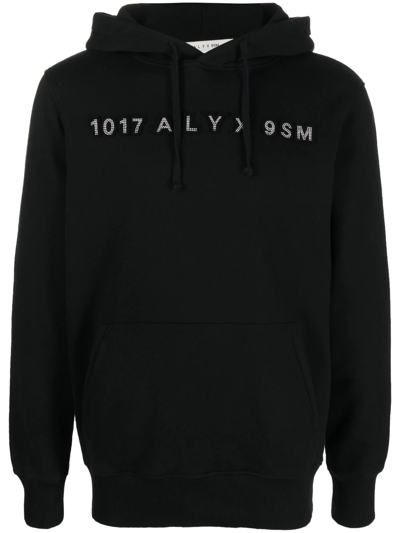 Shop Alyx Studded-logo Detail Hoodie In Schwarz