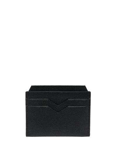 Shop Valextra V-shape Detail Leather Cardholder In Black