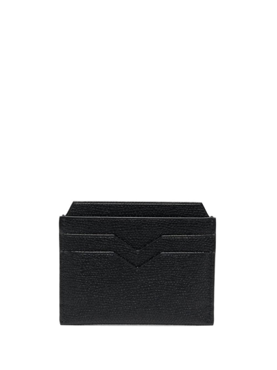 Shop Valextra V-shape Detail Leather Cardholder In Black