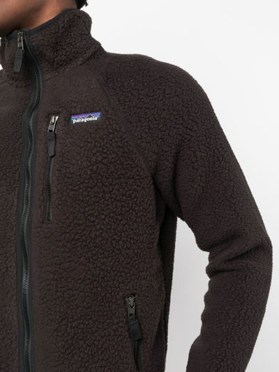Shop Patagonia Logo-patch Fleece Jacket In Schwarz