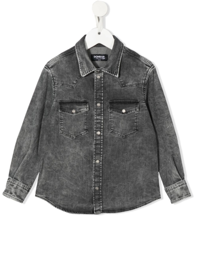 Shop Dondup Stonewashed Denim Shirt In Grau