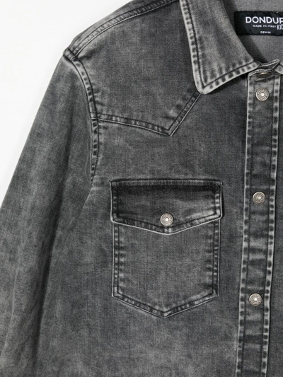 Shop Dondup Stonewashed Denim Shirt In Grau