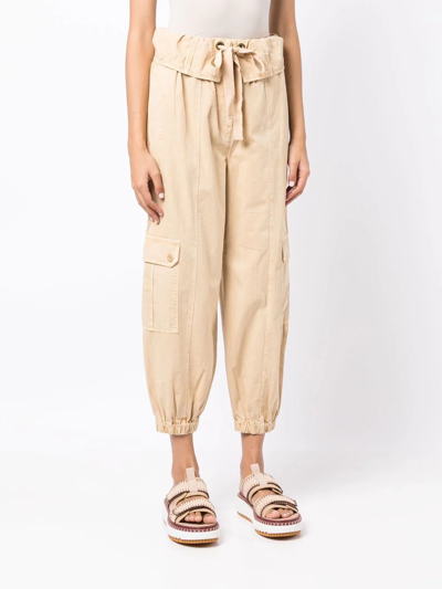 Shop Ulla Johnson Drawstring-waist Cargo Trousers In Neutrals