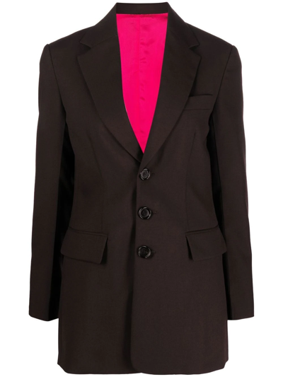 Marni Reversible Single-breasted Virgin Wool Long Blazer In Braun