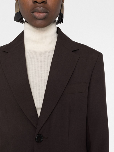 Marni Reversible Single-breasted Virgin Wool Long Blazer In Braun