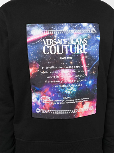 Shop Versace Jeans Couture Graphic-print Crew Neck Sweatshirt In Schwarz