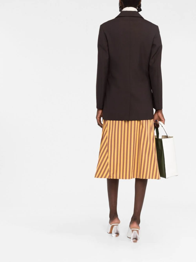 Marni Reversible Single-breasted Virgin Wool Long Blazer In Braun
