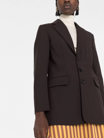 Marni Reversible Single-breasted Virgin Wool Long Blazer In Braun
