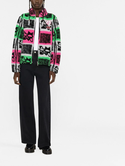 Shop Chopova Lowena Graphic-print Fleece Jacket In Rosa