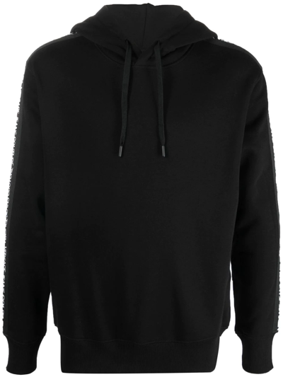 Shop Versace Jeans Couture Logo-tape Pullover Hoodie In Black