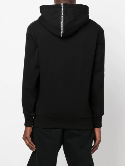 Shop Versace Jeans Couture Logo-tape Pullover Hoodie In Black