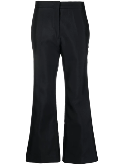 Shop Jil Sander High-waisted Cropped Trousers In Blau