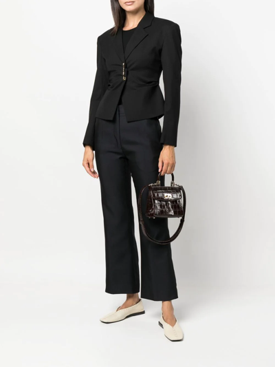 Shop Jil Sander High-waisted Cropped Trousers In Blau