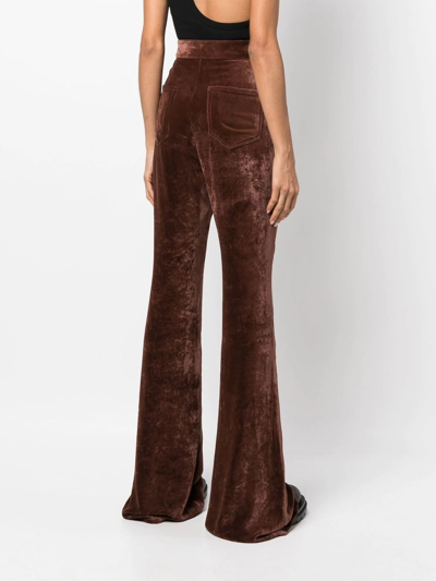 Shop Rick Owens High-waist Velvet Jeans In Braun
