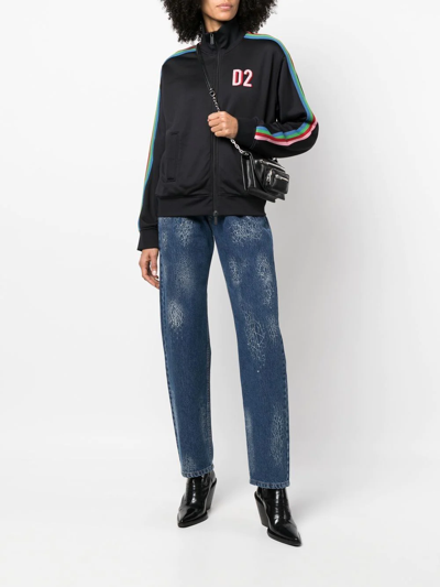 Dsquared2 Logo-print Zip-up Sweatshirt In Schwarz