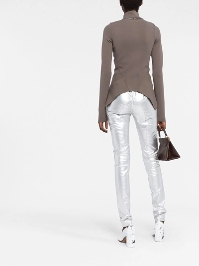 Shop Rick Owens Metallic Straight-leg Trousers In Silber