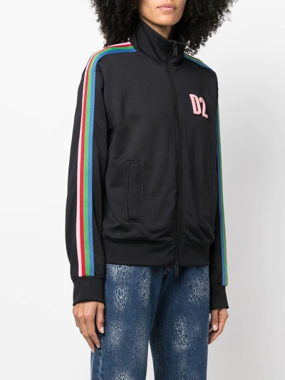 Dsquared2 Logo-print Zip-up Sweatshirt In Schwarz