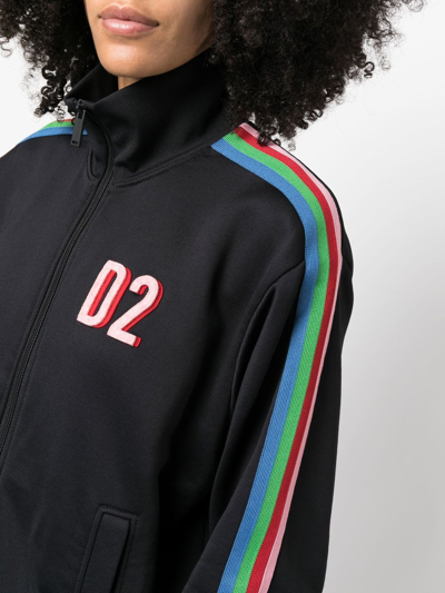 Dsquared2 Logo-print Zip-up Sweatshirt In Schwarz