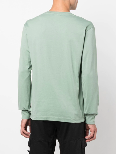 Stone Island Logo-patch Long-sleeve T-shirt In Grün