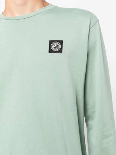 Stone Island Logo-patch Long-sleeve T-shirt In Grün