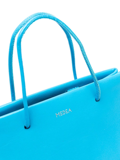 Shop Medea Logo-detail Leather Tote Bag In Blau