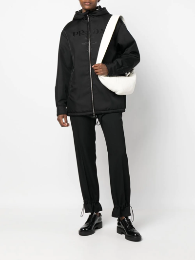 Prada Re-nylon Hooded Jacket In Black