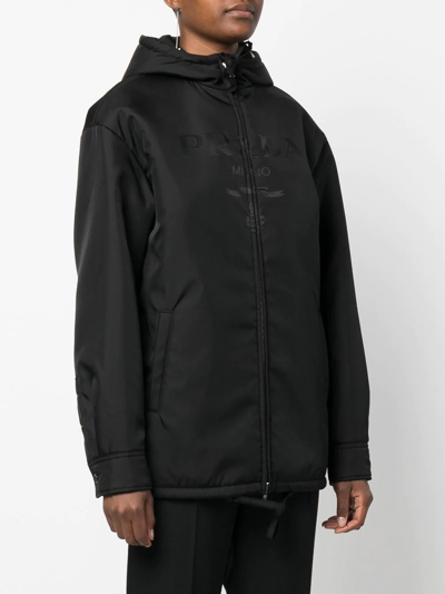 Prada Re-nylon Hooded Jacket In Black