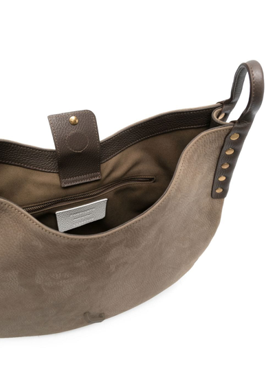 Shop Zanellato Stud-detail Leather Shoulder Bag In Grau