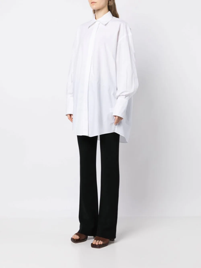 Shop Patou Mini Cotton Shirt-dress In White