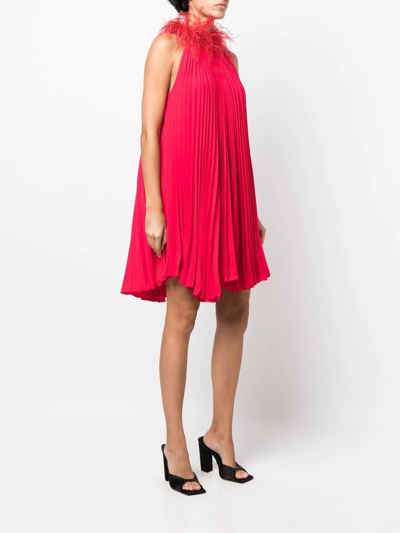 Shop Styland Pleated Mini Dress In Rot