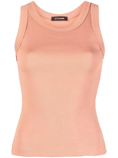 Shop Styland Organic Cotton Vest Top In Nude