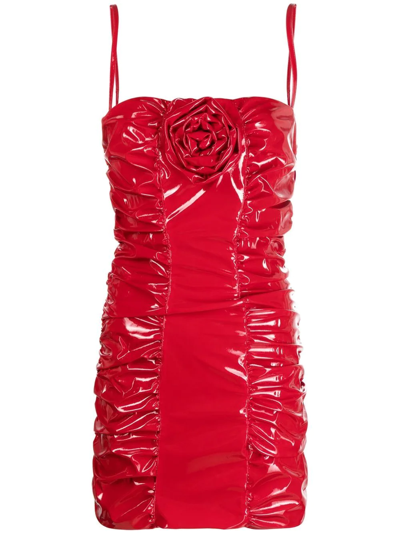 Shop Blumarine Ruched Mini Dress In Rot
