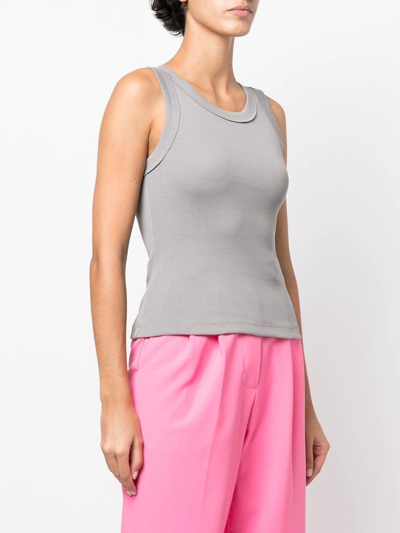 Styland Ribbed-knit Cotton Vest In Grau