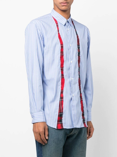 Shop Comme Des Garçons Shirt Long-sleeve Striped Shirt In Blau