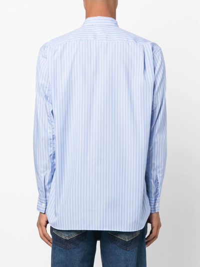 Shop Comme Des Garçons Shirt Long-sleeve Striped Shirt In Blau