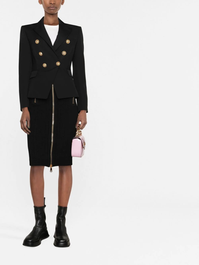 Balmain Double-breasted Wool Blazer In Black
