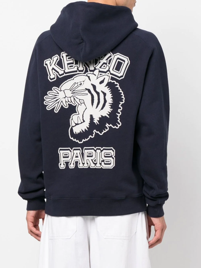 Kenzo 1970-print Detail Hoodie In Blau