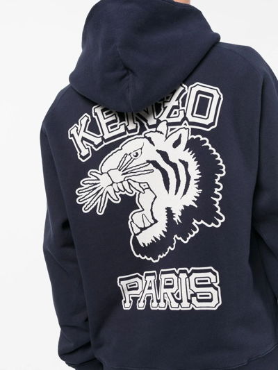 Kenzo 1970-print Detail Hoodie In Blau